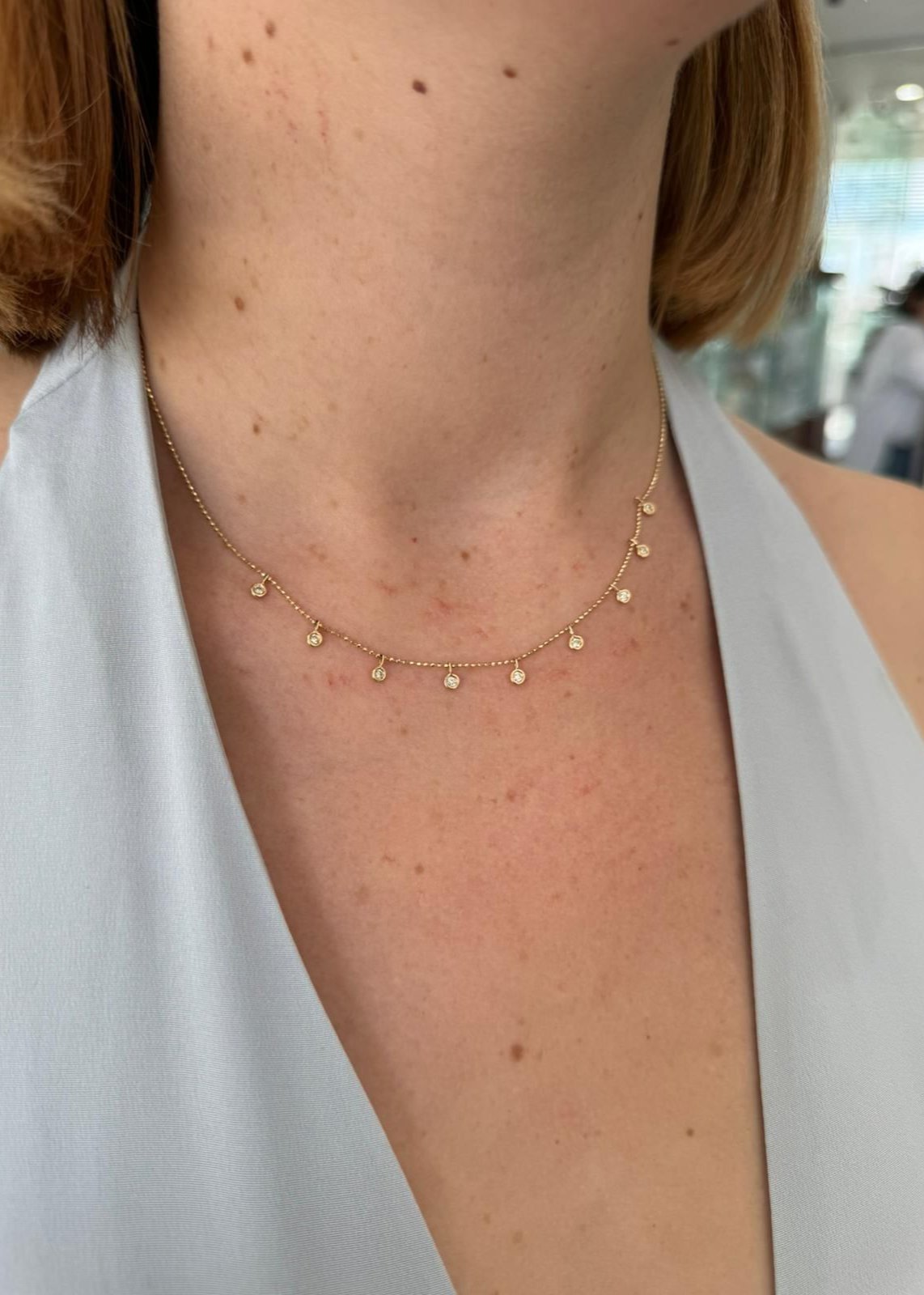 Collar Diamantes Colgantes Oro