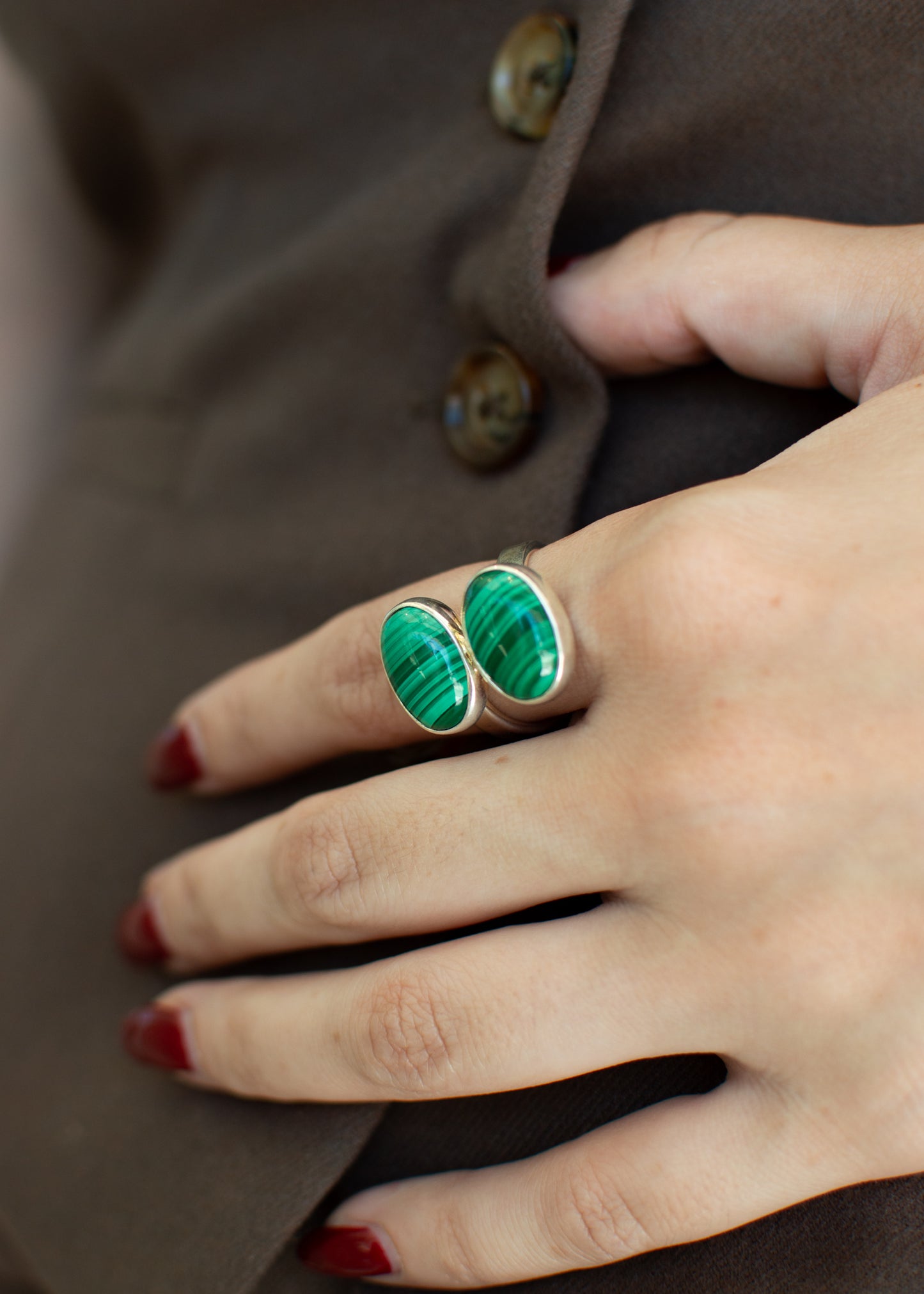 Anillo Doble Malaquita