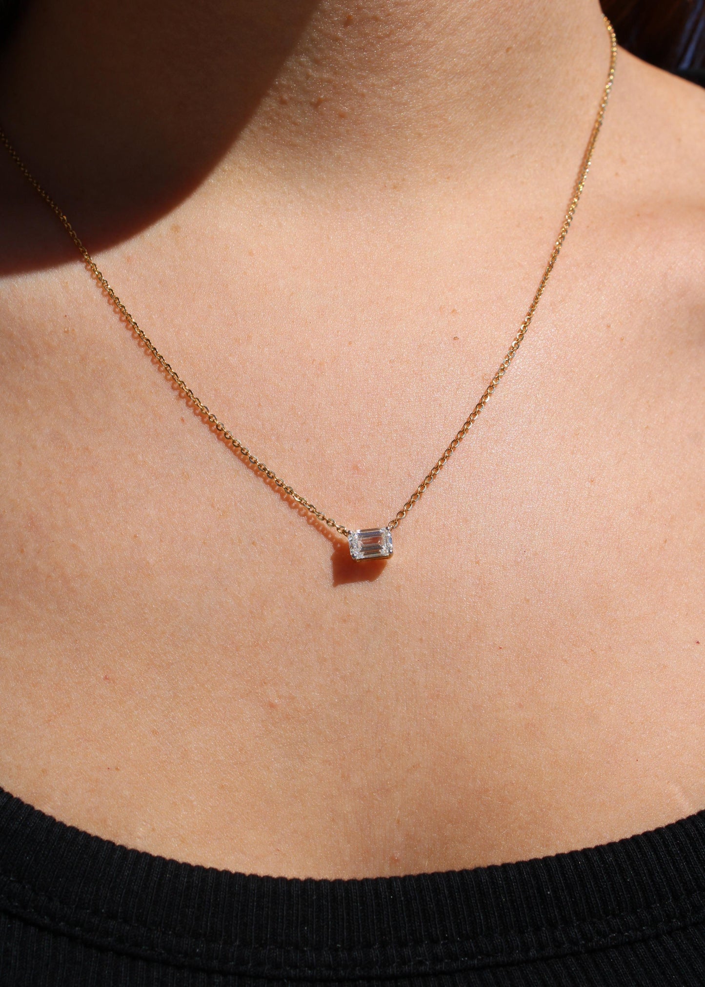 Collar Diamante Solitario Oro