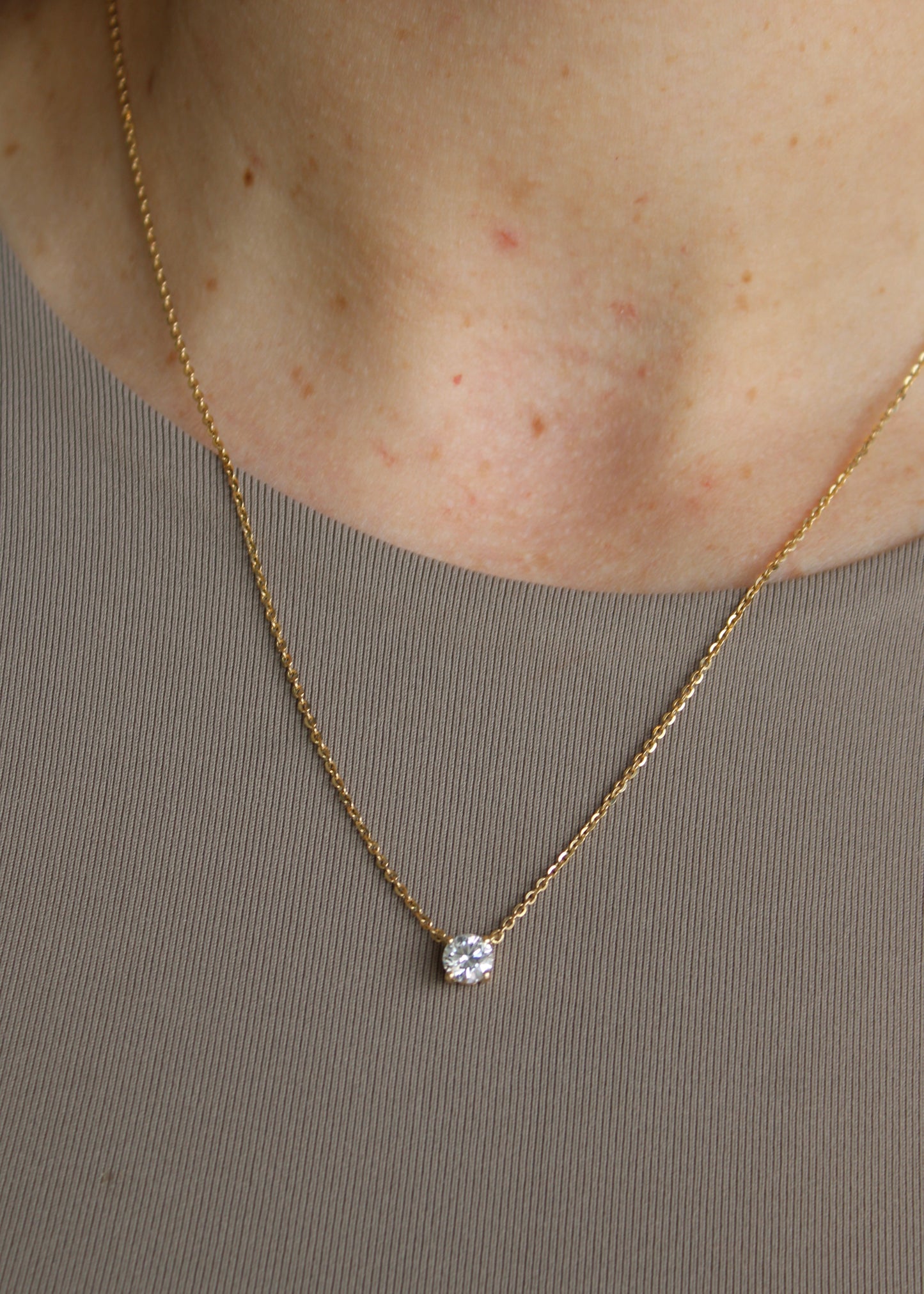 Collar Diamante Solitario Oro