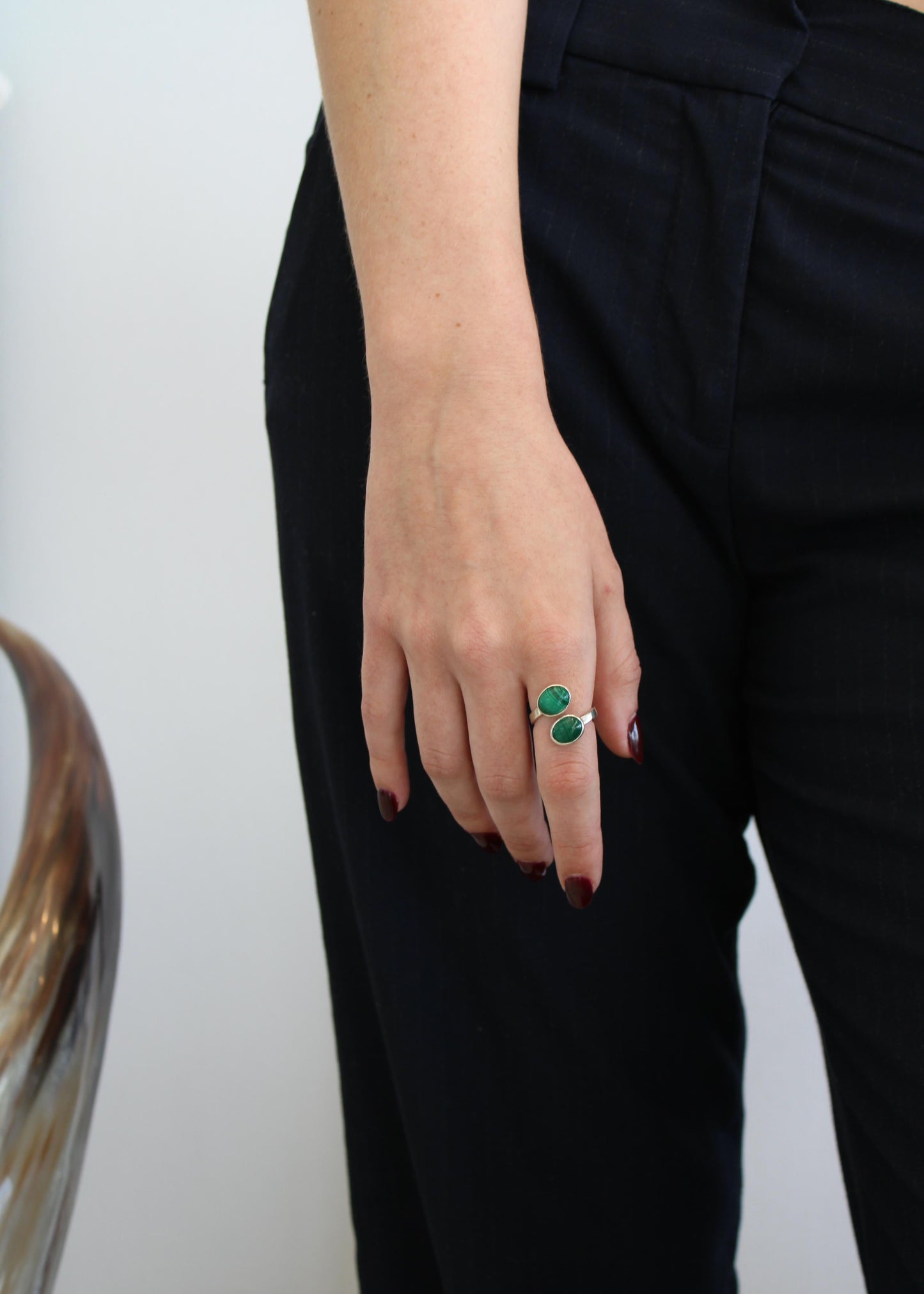 Anillo Doble Malaquita