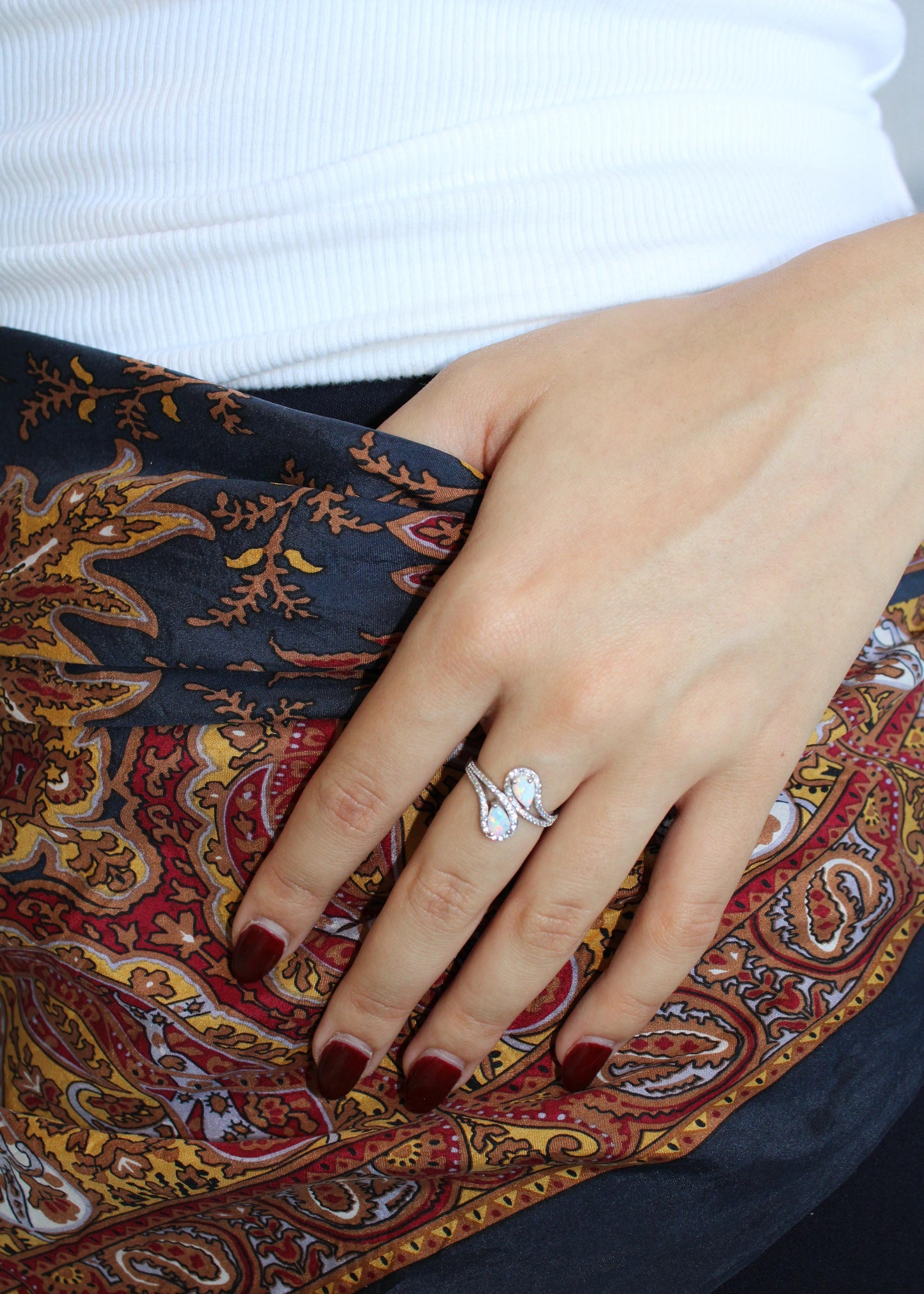 Anillo Doble Gota Ópalo