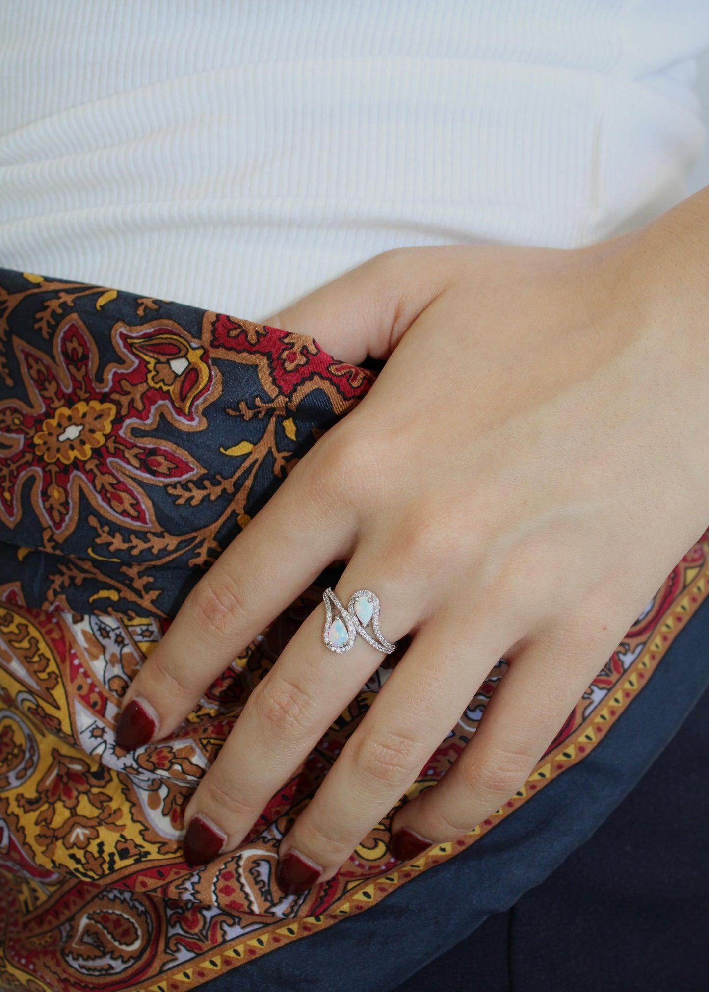 Anillo Doble Gota Ópalo