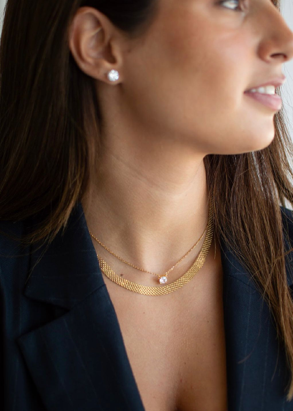 Collar Diamante Solitario Oro