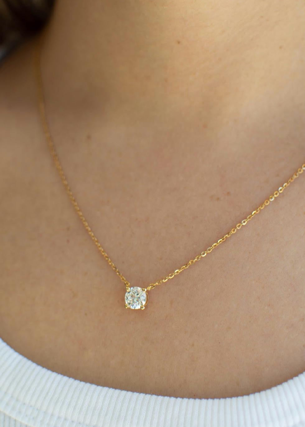 Collar Diamante Solitario Oro