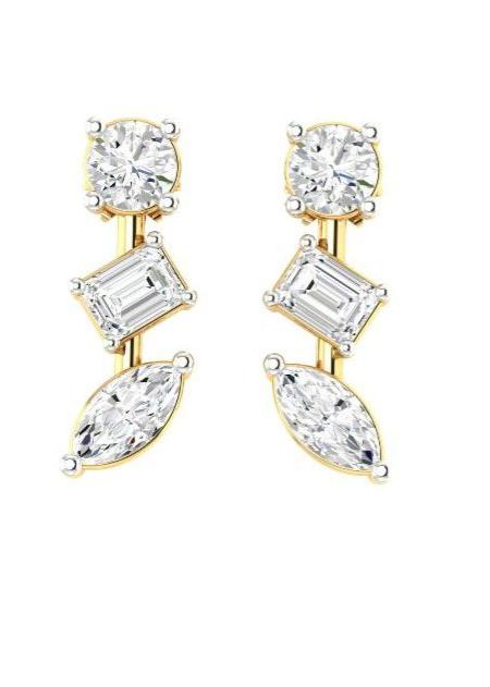 Triple Stone Earrings