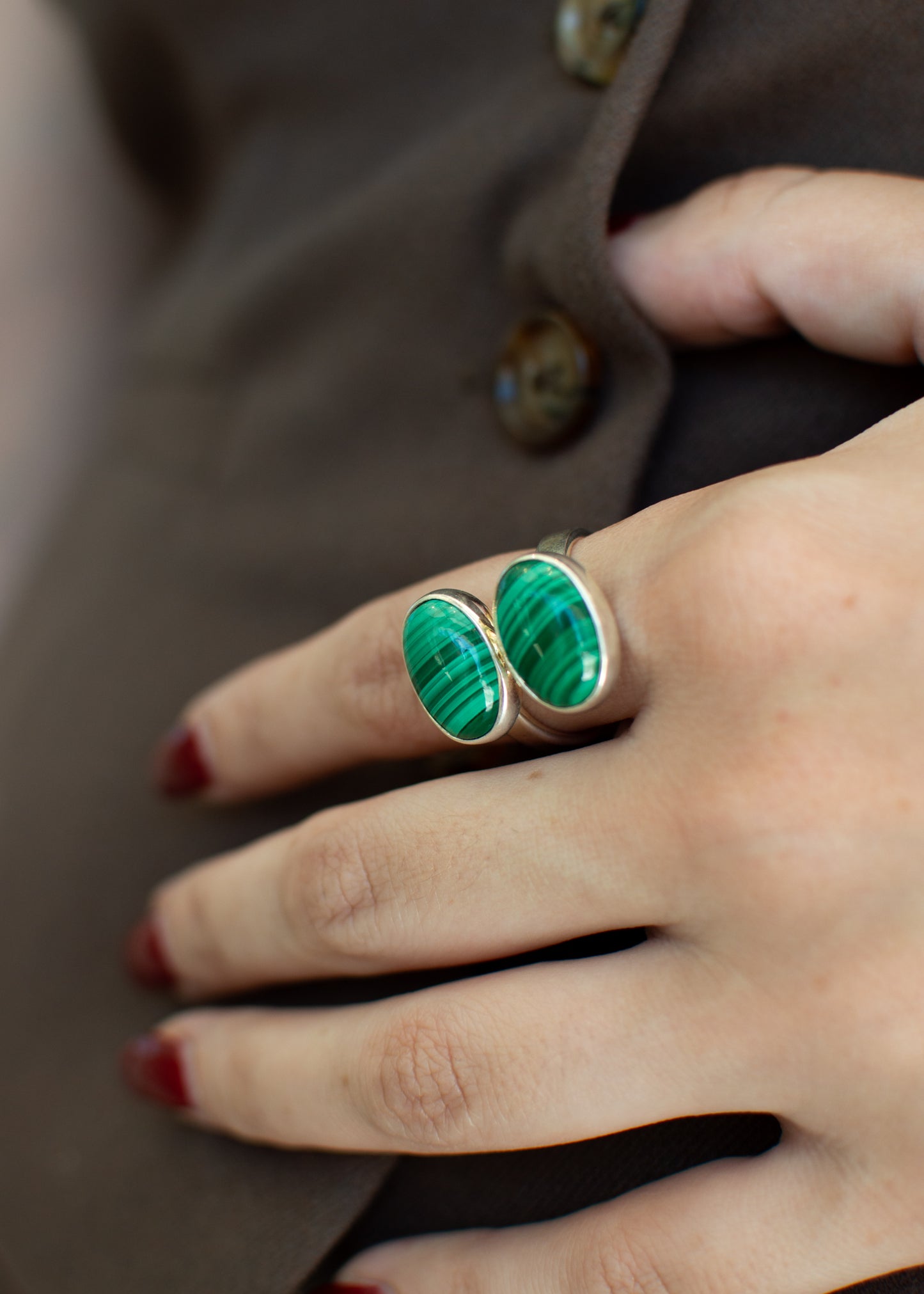 Anillo Doble Malaquita