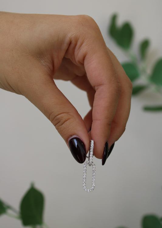Aretes Doble Eslabón c/diamantes Oro