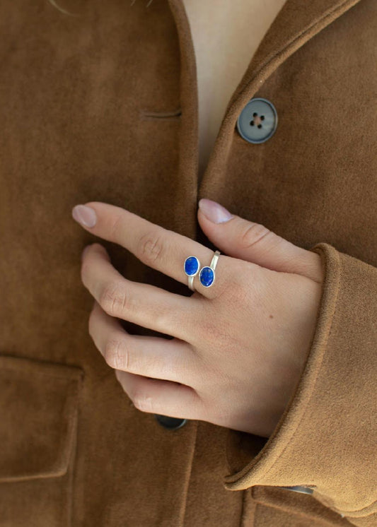 Anillo Doble Lapislázuli