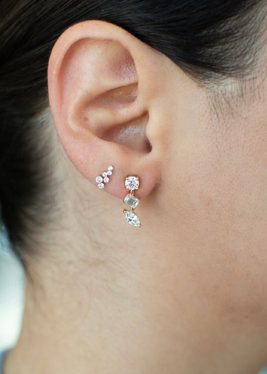Triple Stone Earrings