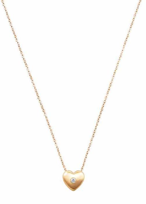 Collar Corazón c/diamante Oro