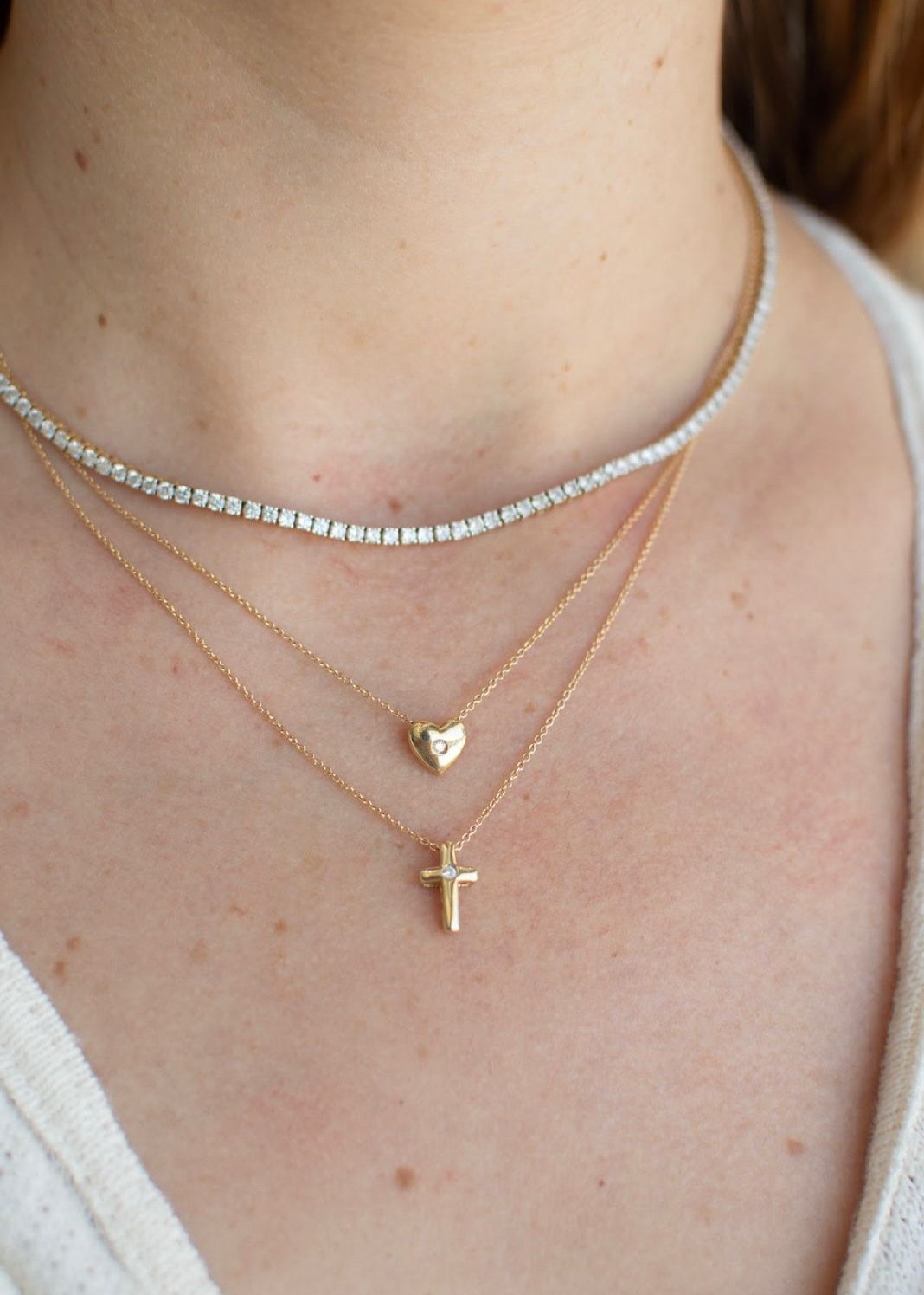 Collar Corazón c/diamante Oro