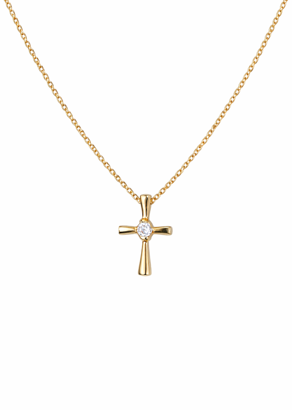 Collar Cruz c/diamante oro 10k