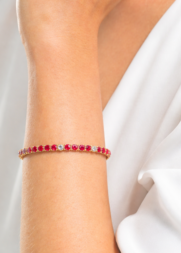 Tennis bracelet Rubíes c/diamantes