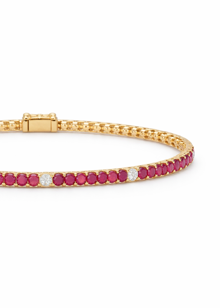 Tennis bracelet Rubíes c/diamantes