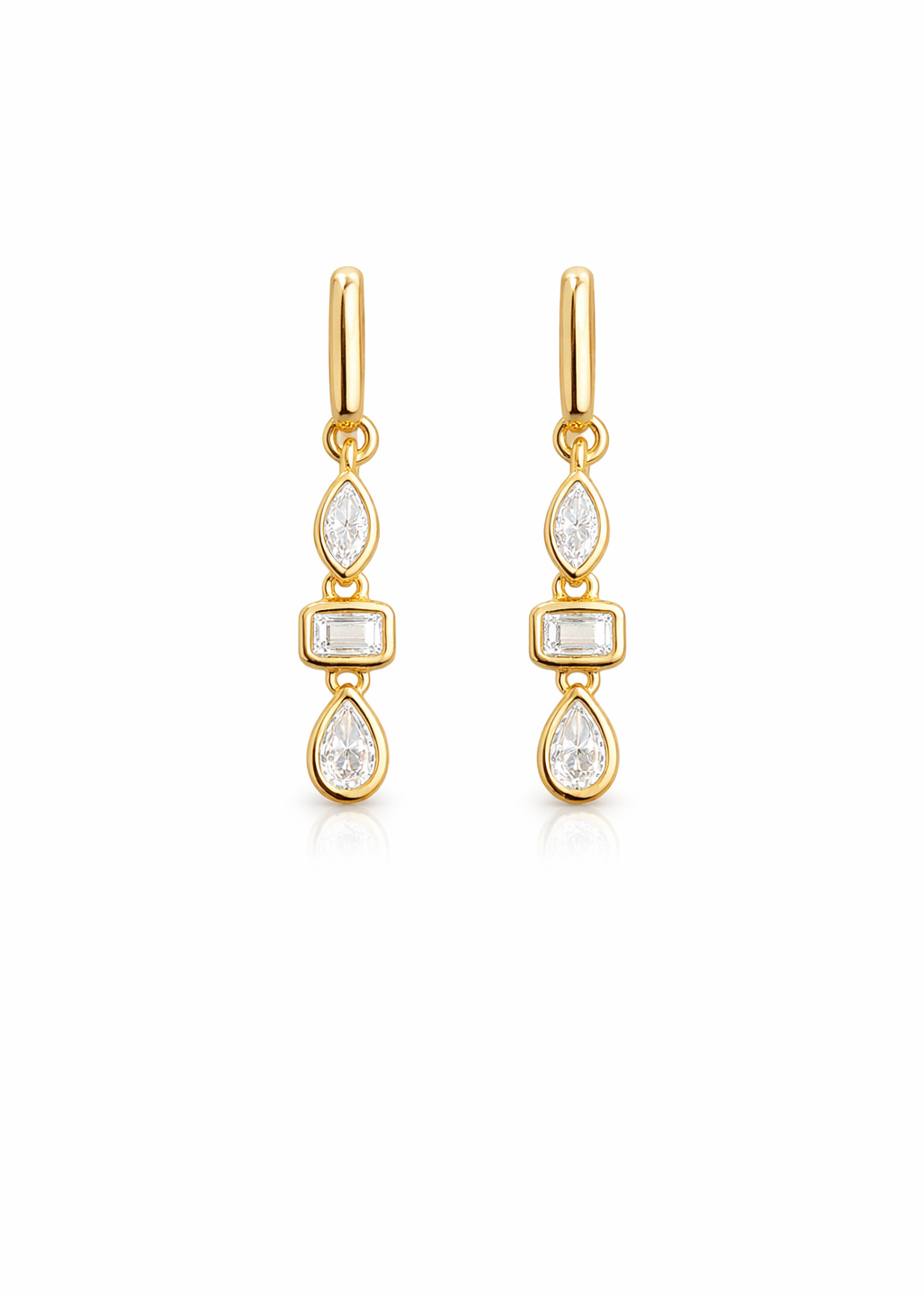 Aretes Triple Stone Biselados