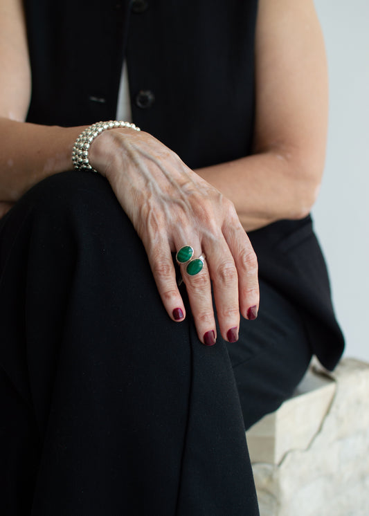 Anillo Doble Malaquita