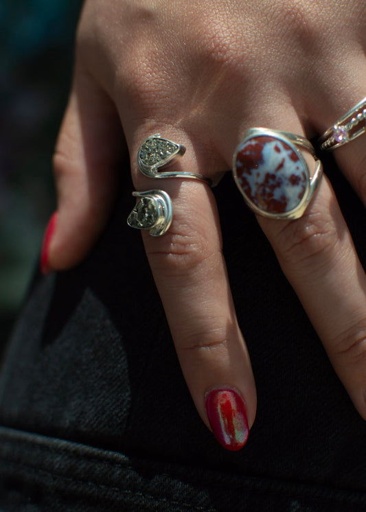 Anillo Doble Pirita Luna