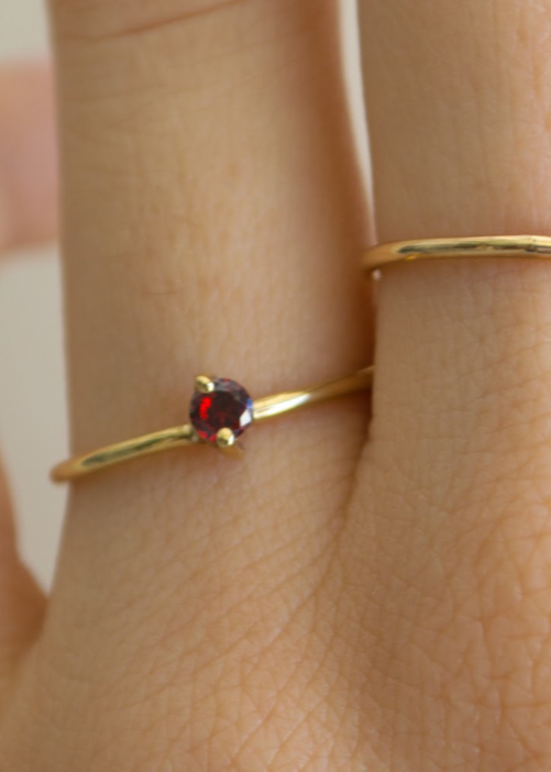 Argolla Mini Con Piedra Oro