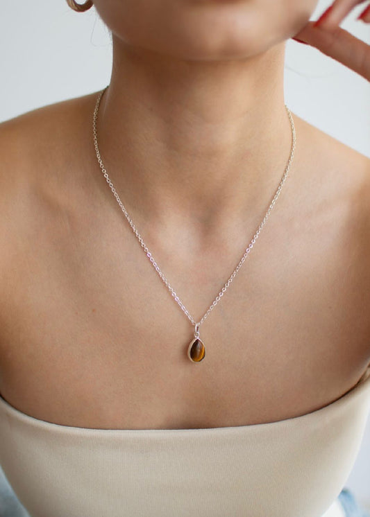 Collar Ojo de Tigre Sencillo Gota