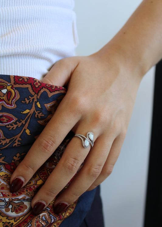 Anillo Doble Gota Ópalo