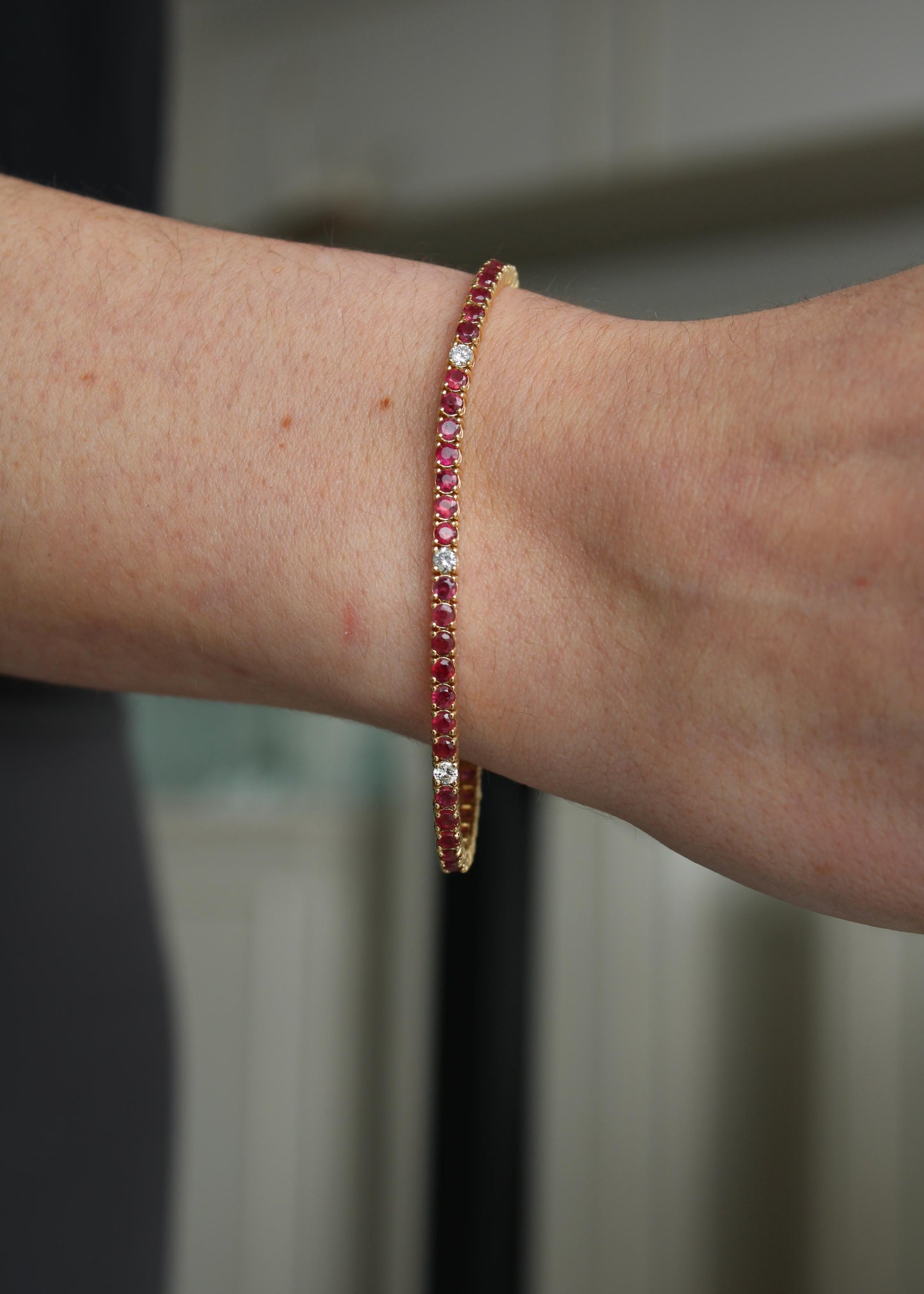 Tennis bracelet Rubíes c/diamantes