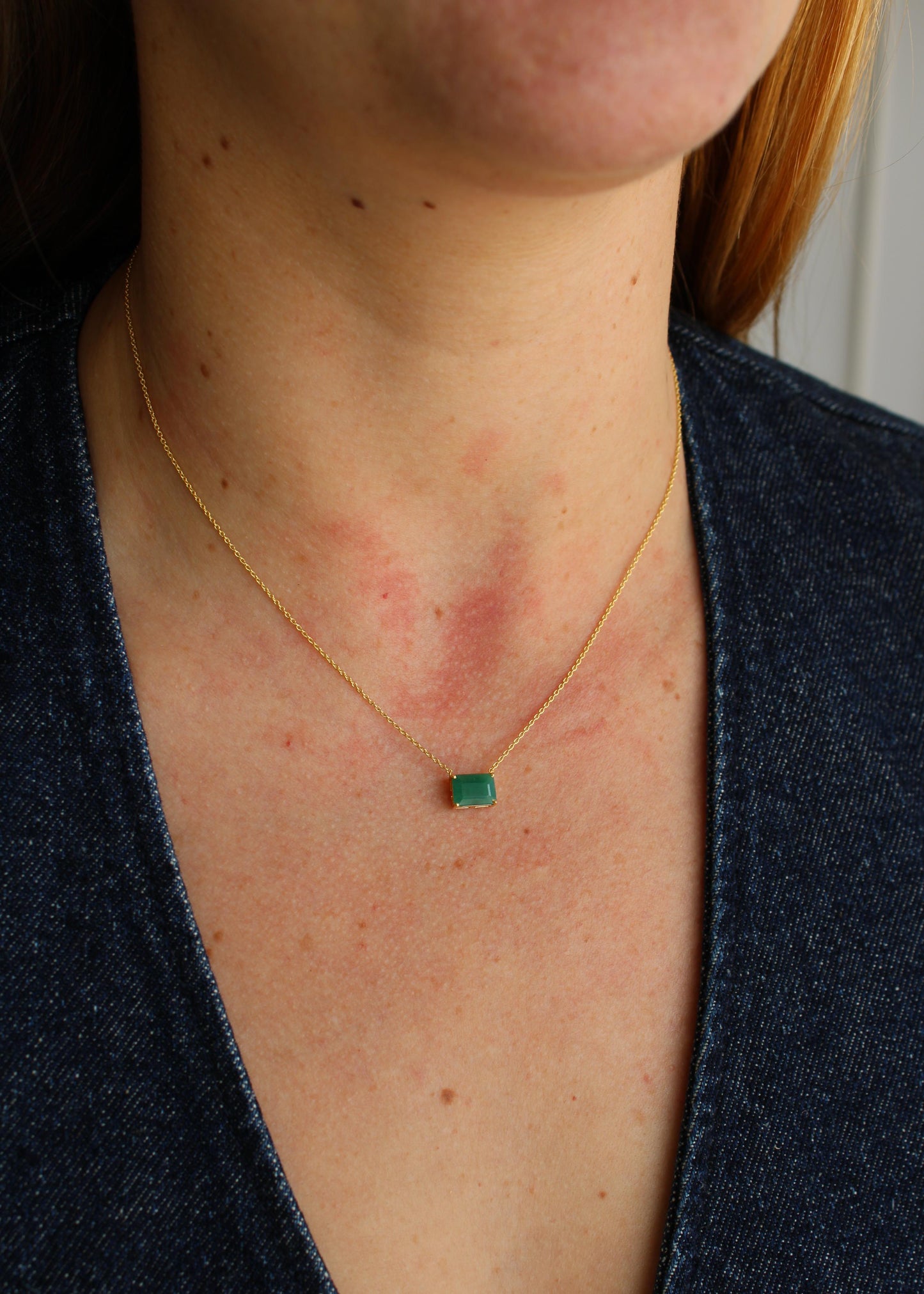 Collar Esmeralda Solitario Oro