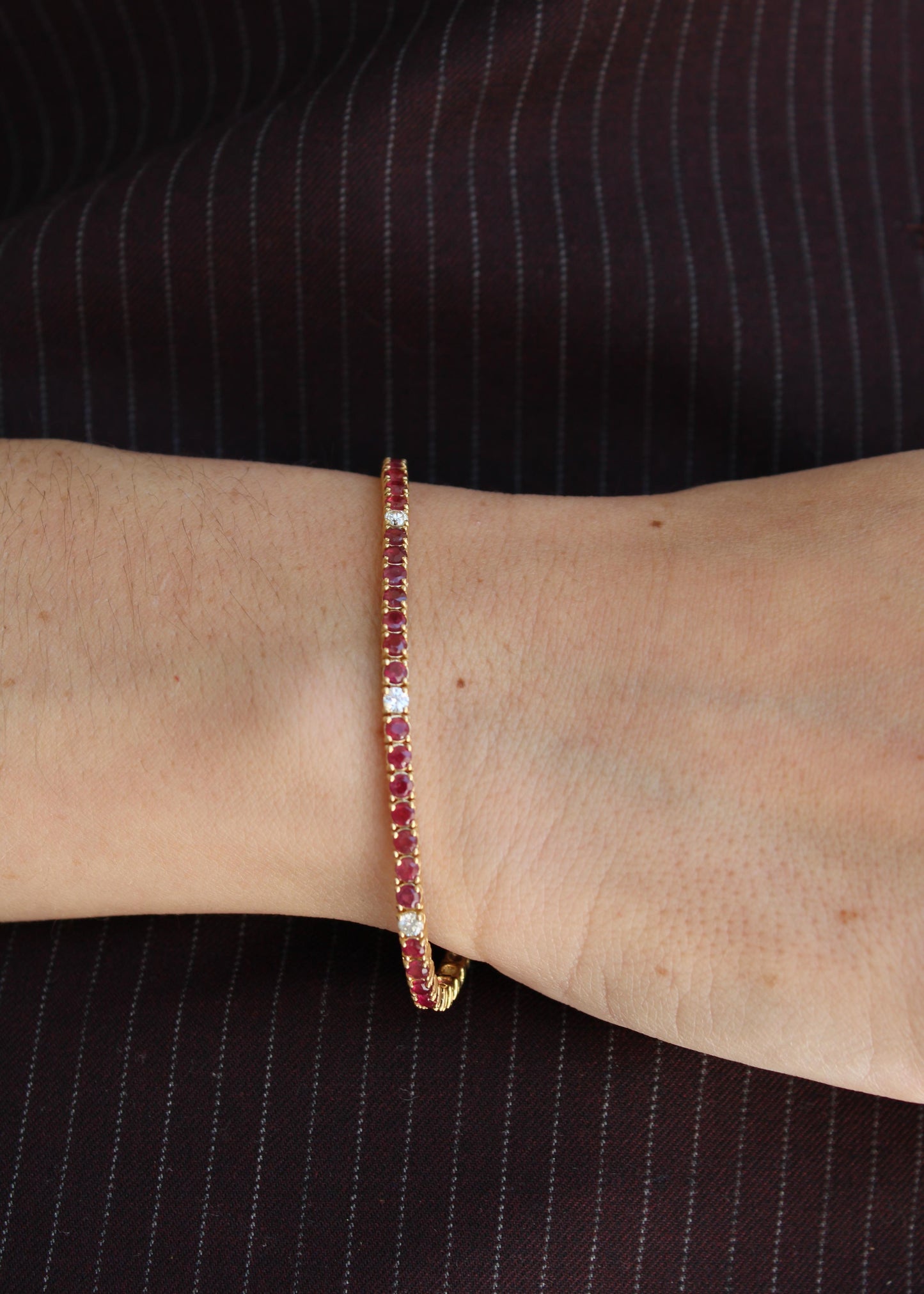 Tennis bracelet Rubíes c/diamantes