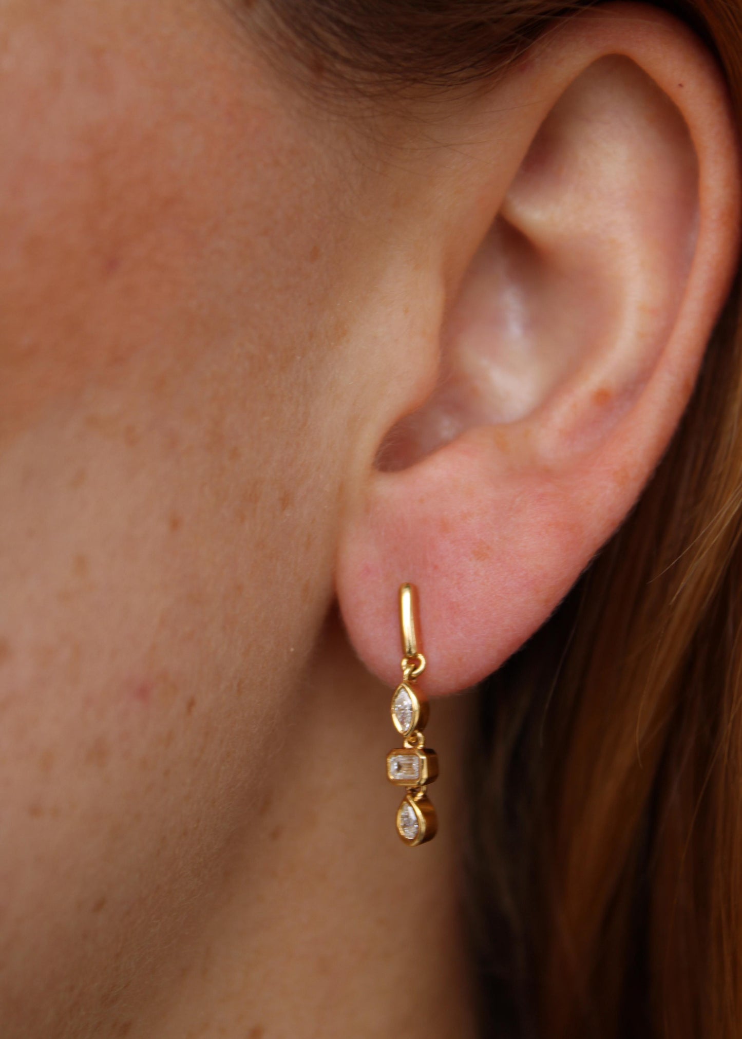 Aretes Triple Stone Biselados