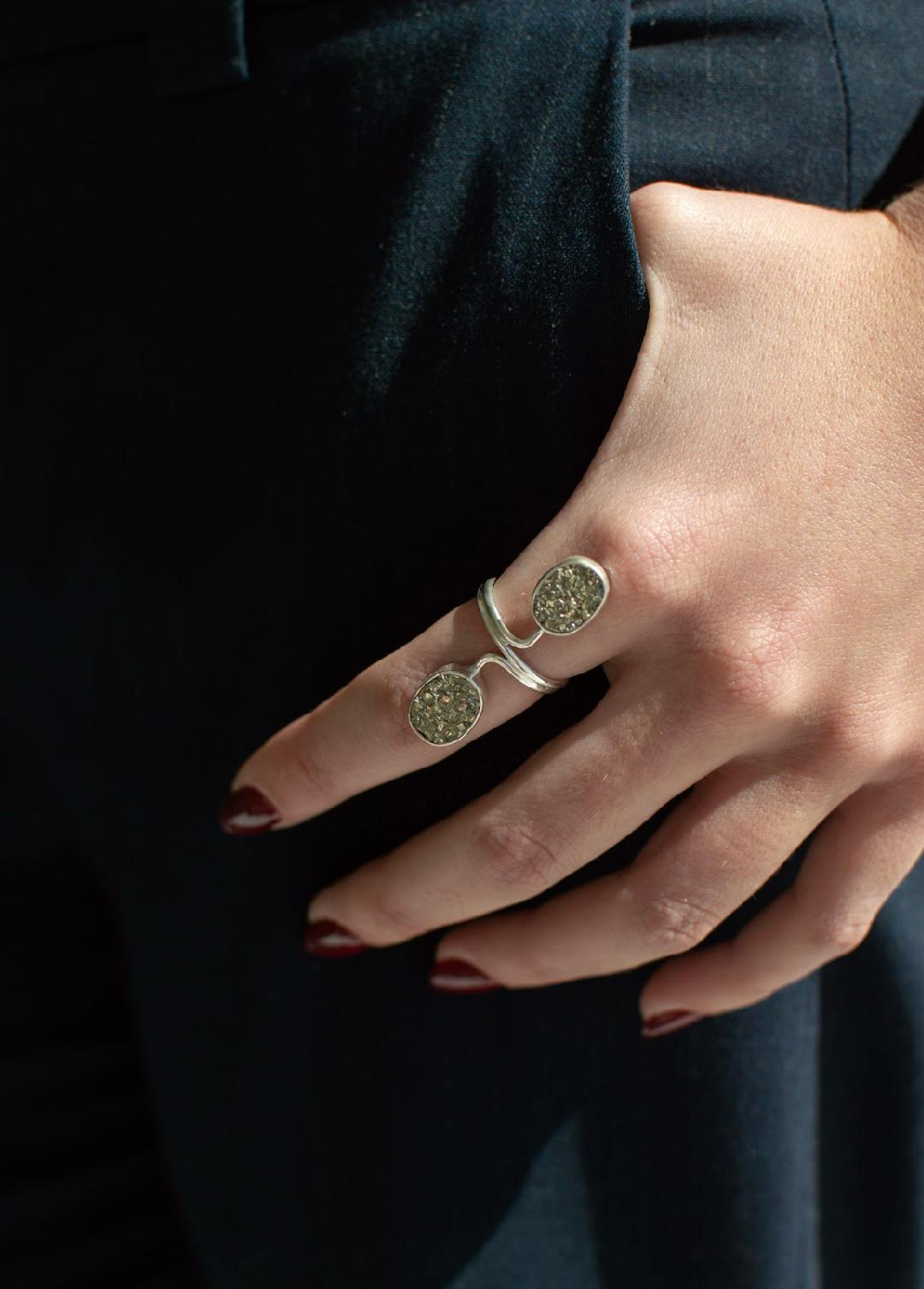 Anillo Doble Pirita Rama