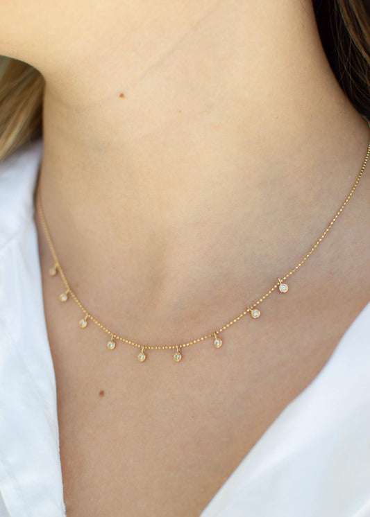 Collar Diamantes Colgantes Oro