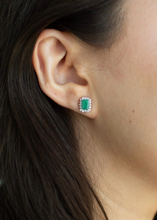 Aretes Esmeralda c/ Halo